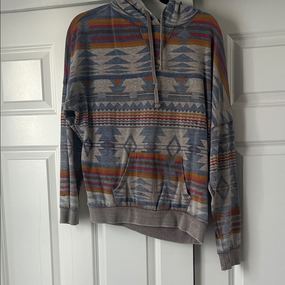 Multicolor Patterned Hoodie Sweater